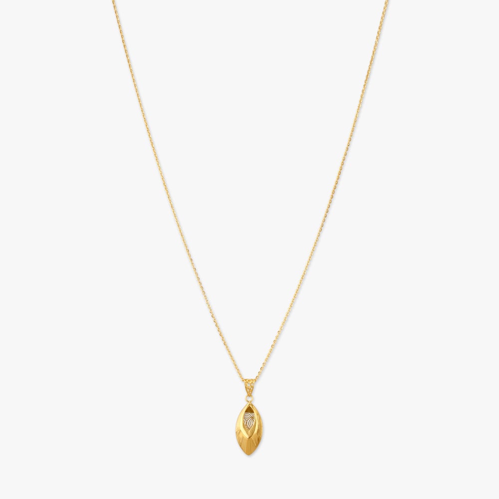 Sculpted Leaf Gold Pendant with Chain,,hi-res image number null