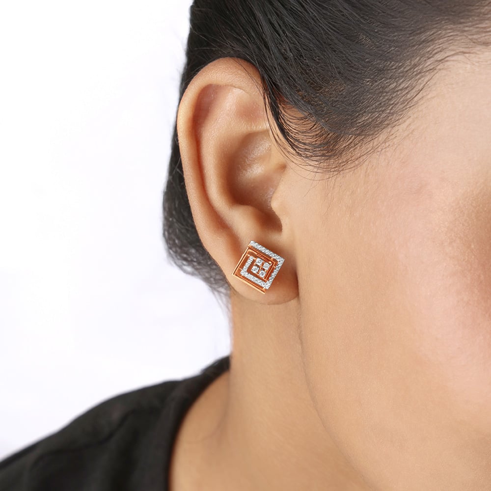 Glam Grid Diamond Earrings,,hi-res image number null
