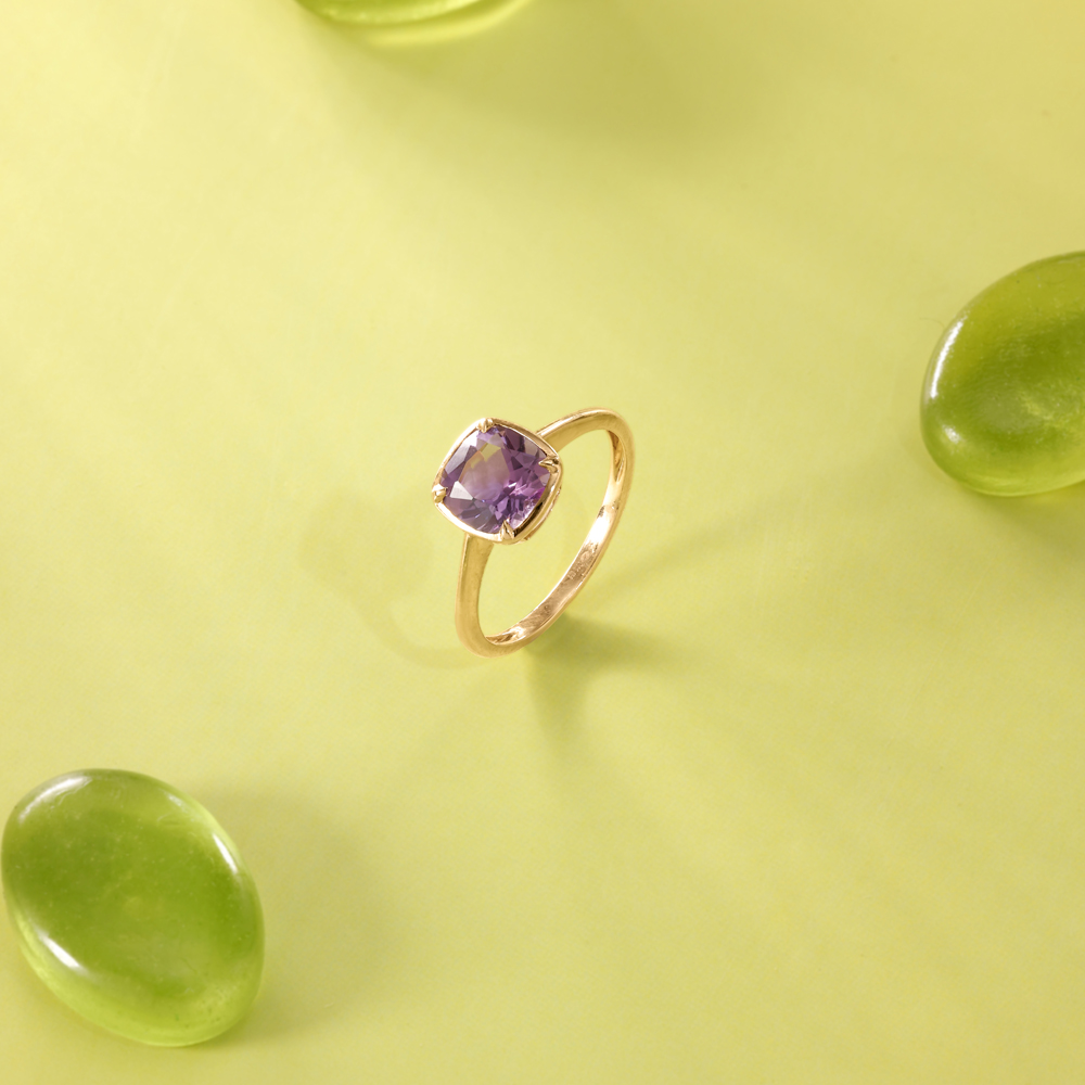 Graceful Contemporary Amethyst Gold Ring,,hi-res image number null