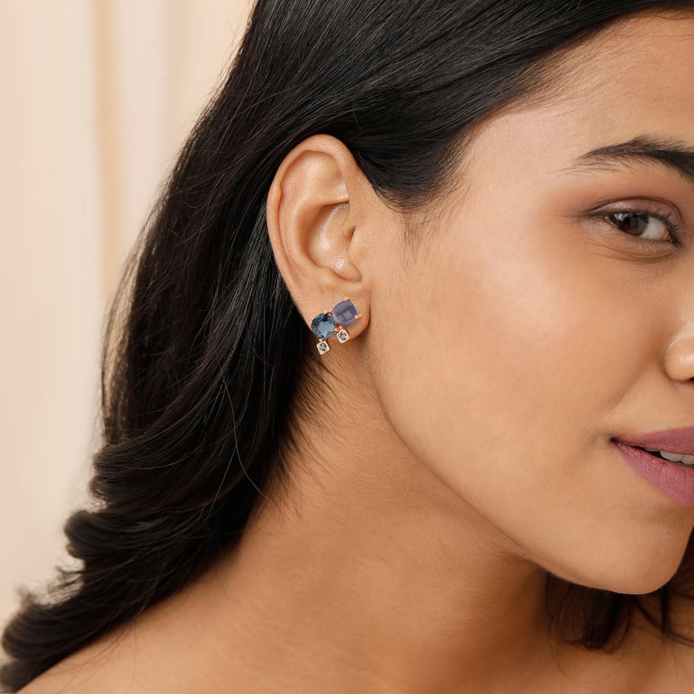 Serenade Sparkles  14KT London Blue Topaz Stud Earrings,,hi-res image number null