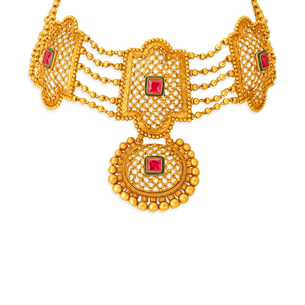 Regal Filigree Gold Necklace Set,,hi-res image number null