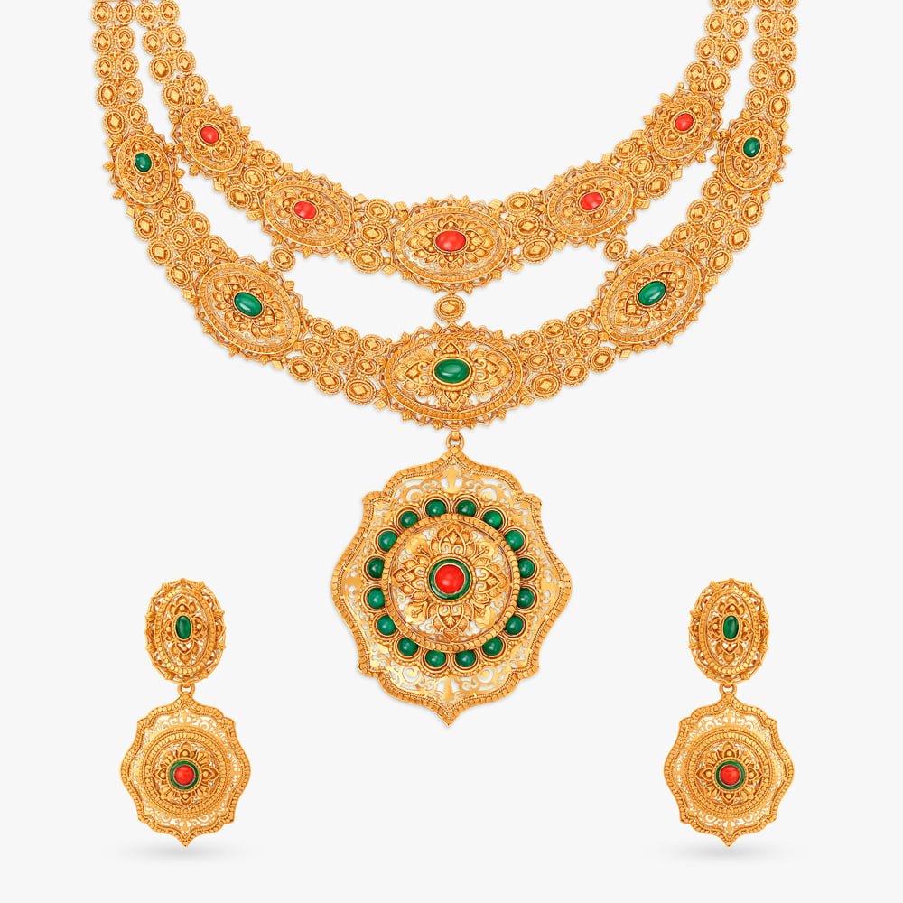 Regal Enamel Highlight Chandak Necklace Set,,hi-res image number null