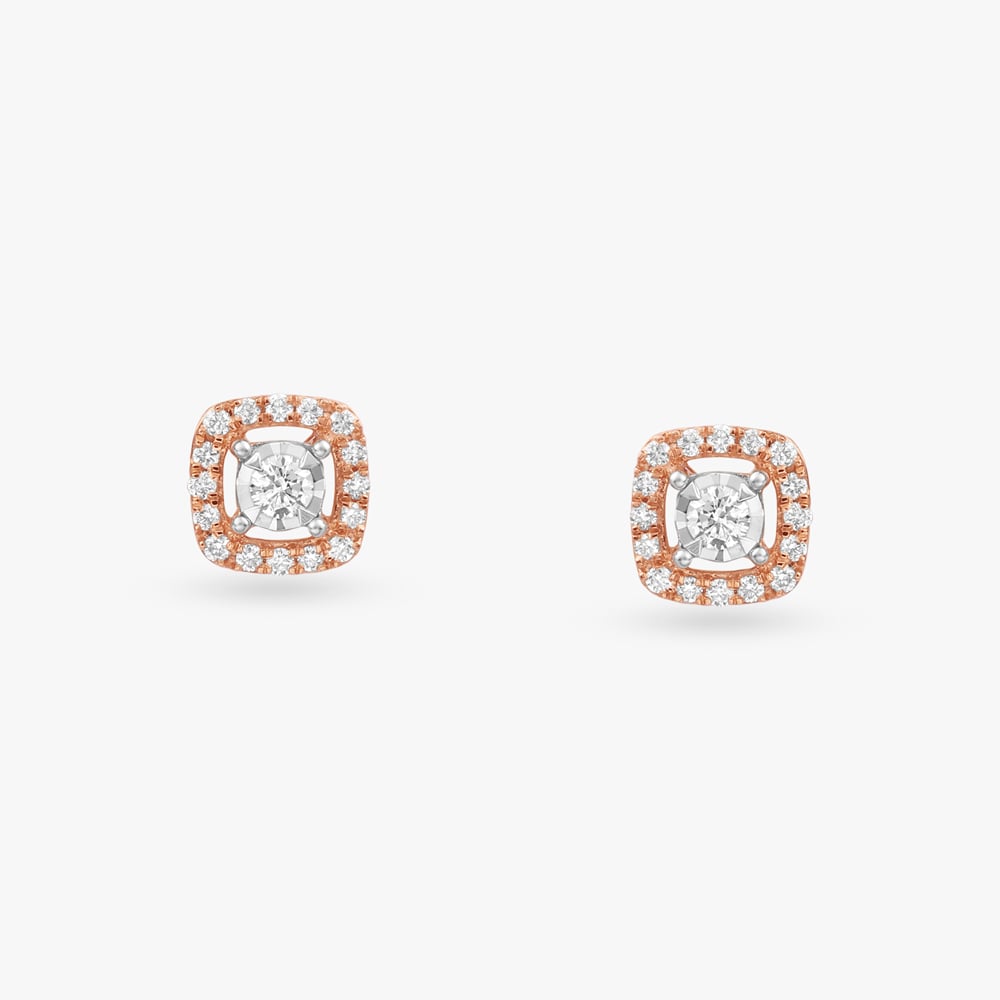 Square Diamond Stud Earrings,,hi-res image number null