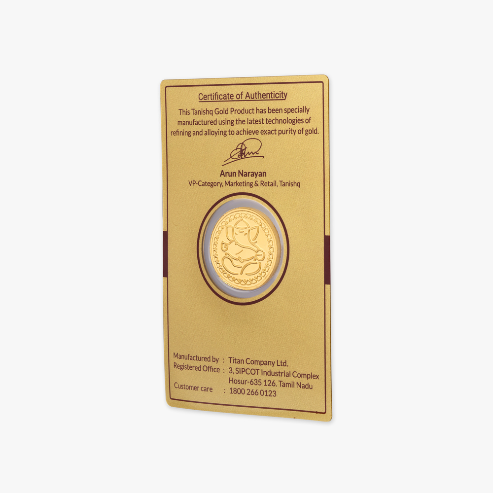 1 gram 24 Karat Gold Coin with Ganesha Motif,,hi-res image number null