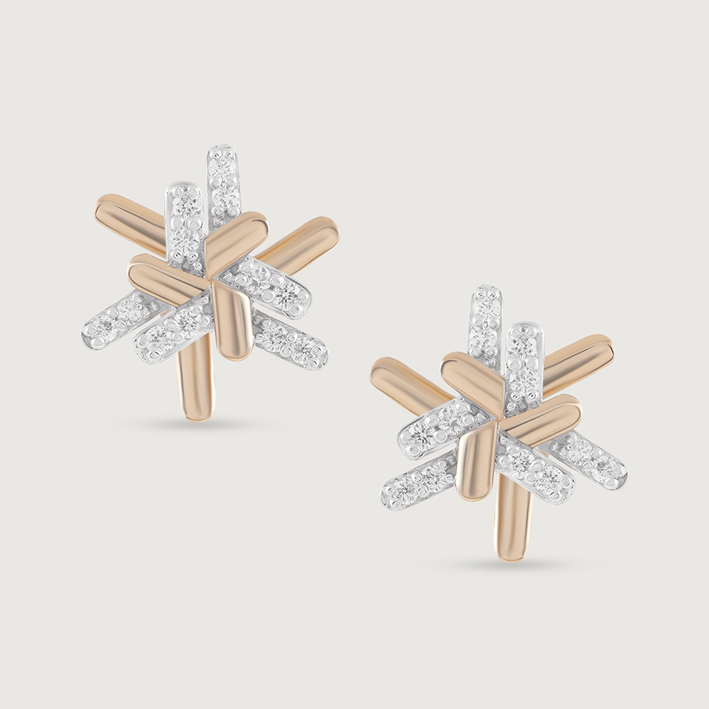 Basketry Shine Gold and Diamond Stud Earrings,,hi-res image number null