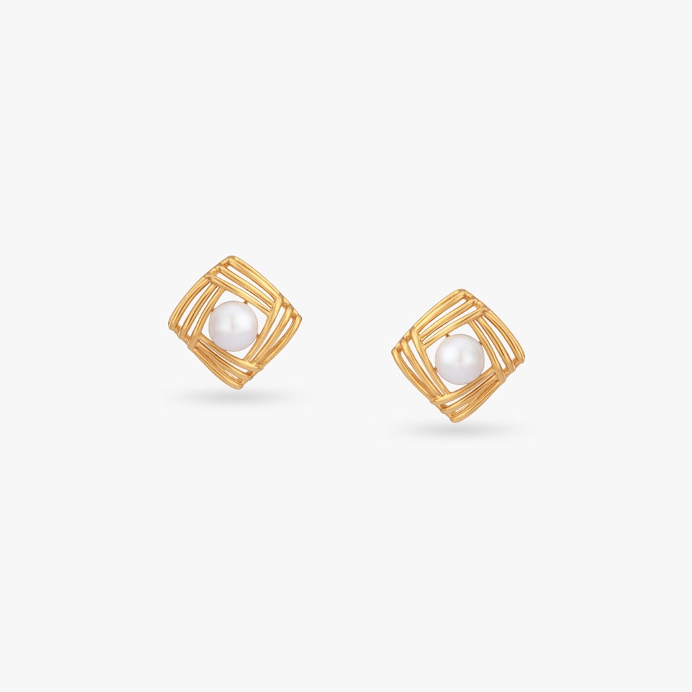 

Artisan Weave Gold Stud Earrings