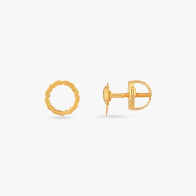 Scalloped Bloom Gold Stud Earrings,,hi-res image number null