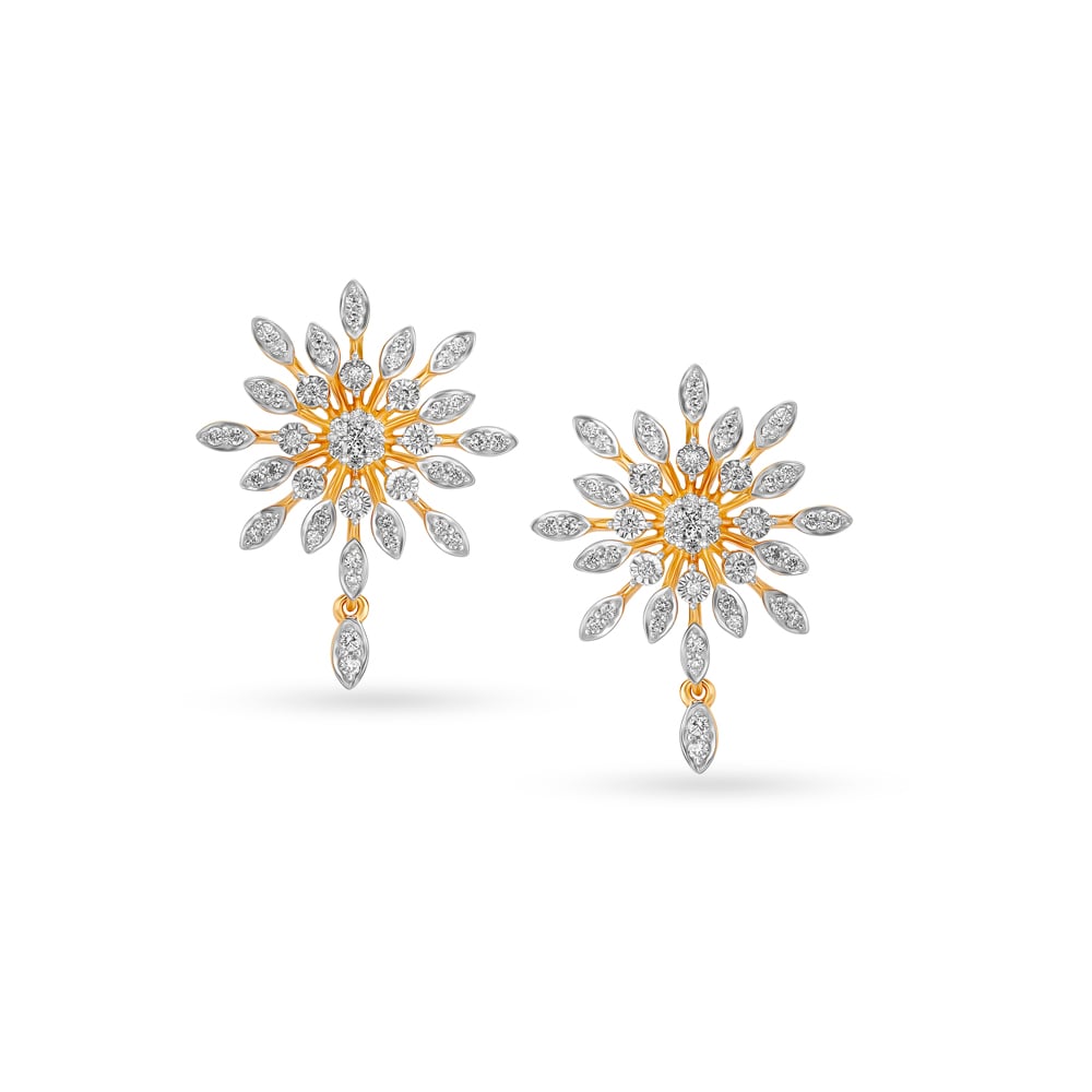 Mesmerising Floral Diamond Drop Earrings