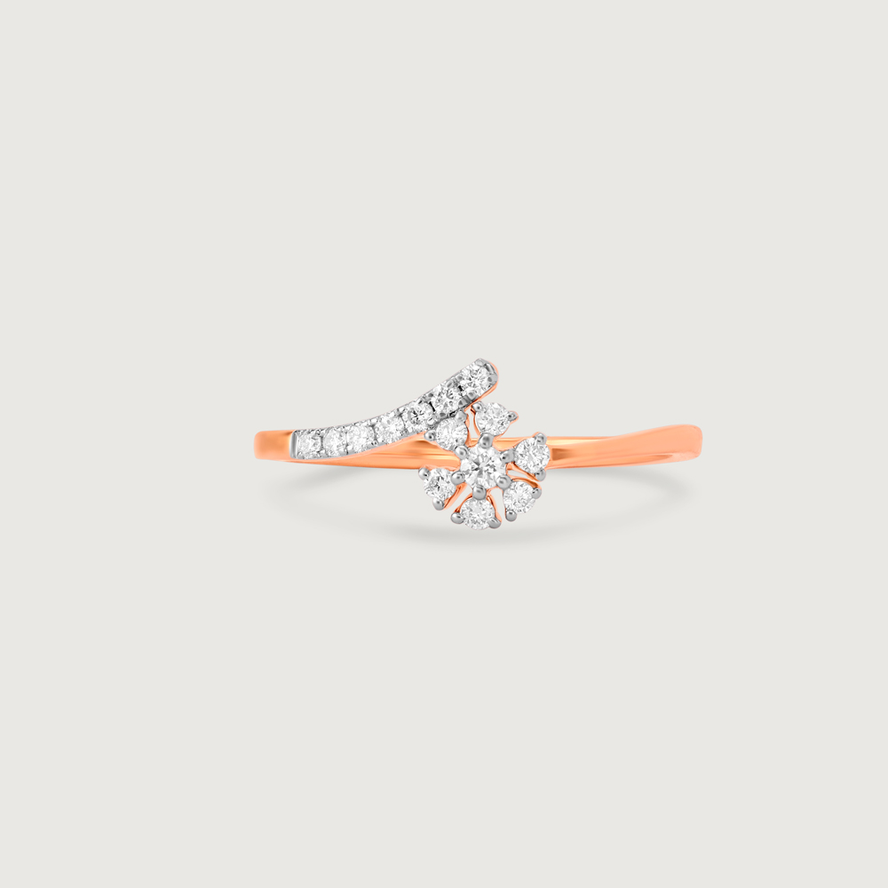 Whimsical Flower Gold & Diamond Finger Ring,,hi-res image number null