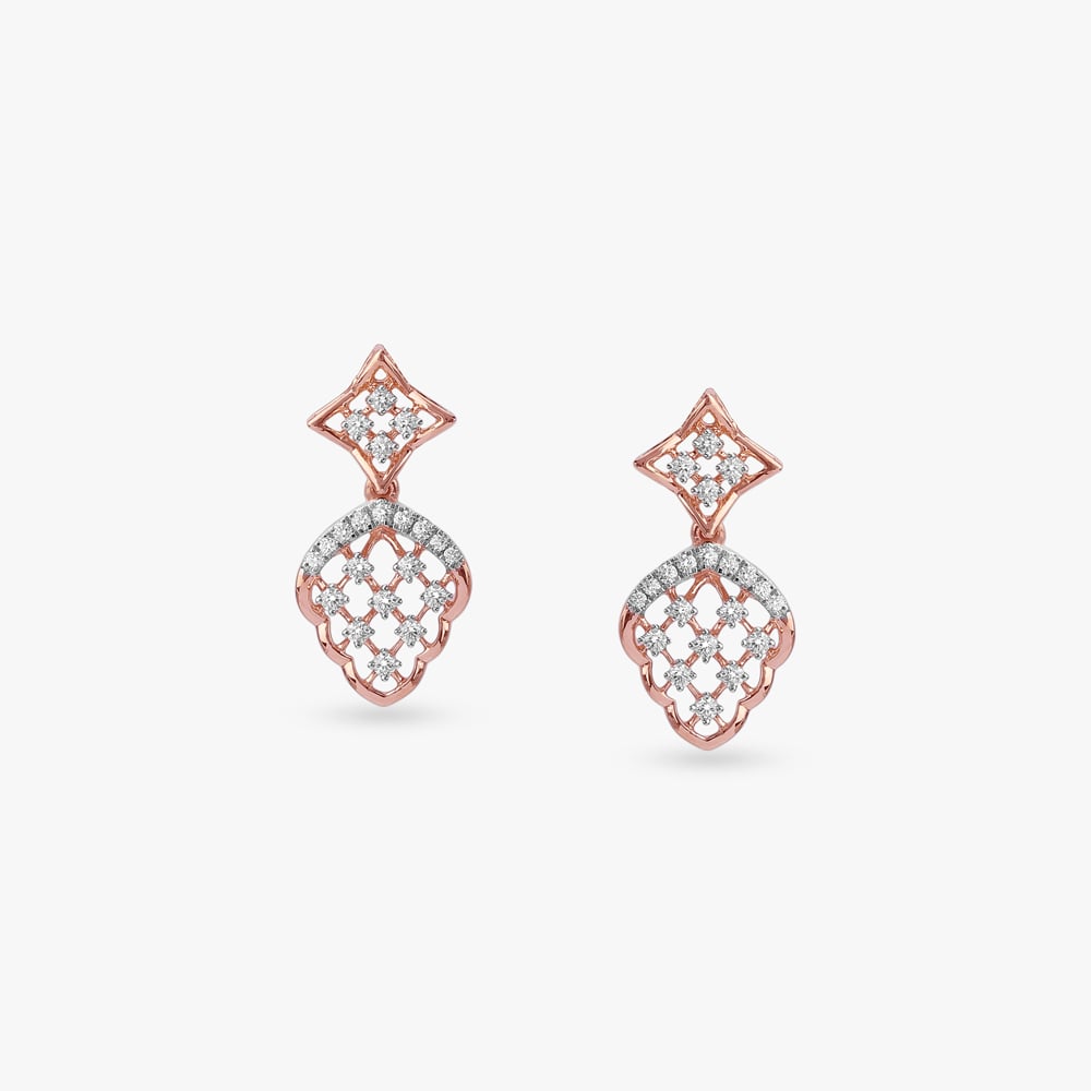 Chic Lattice Diamond Drop Earrings,,hi-res image number null