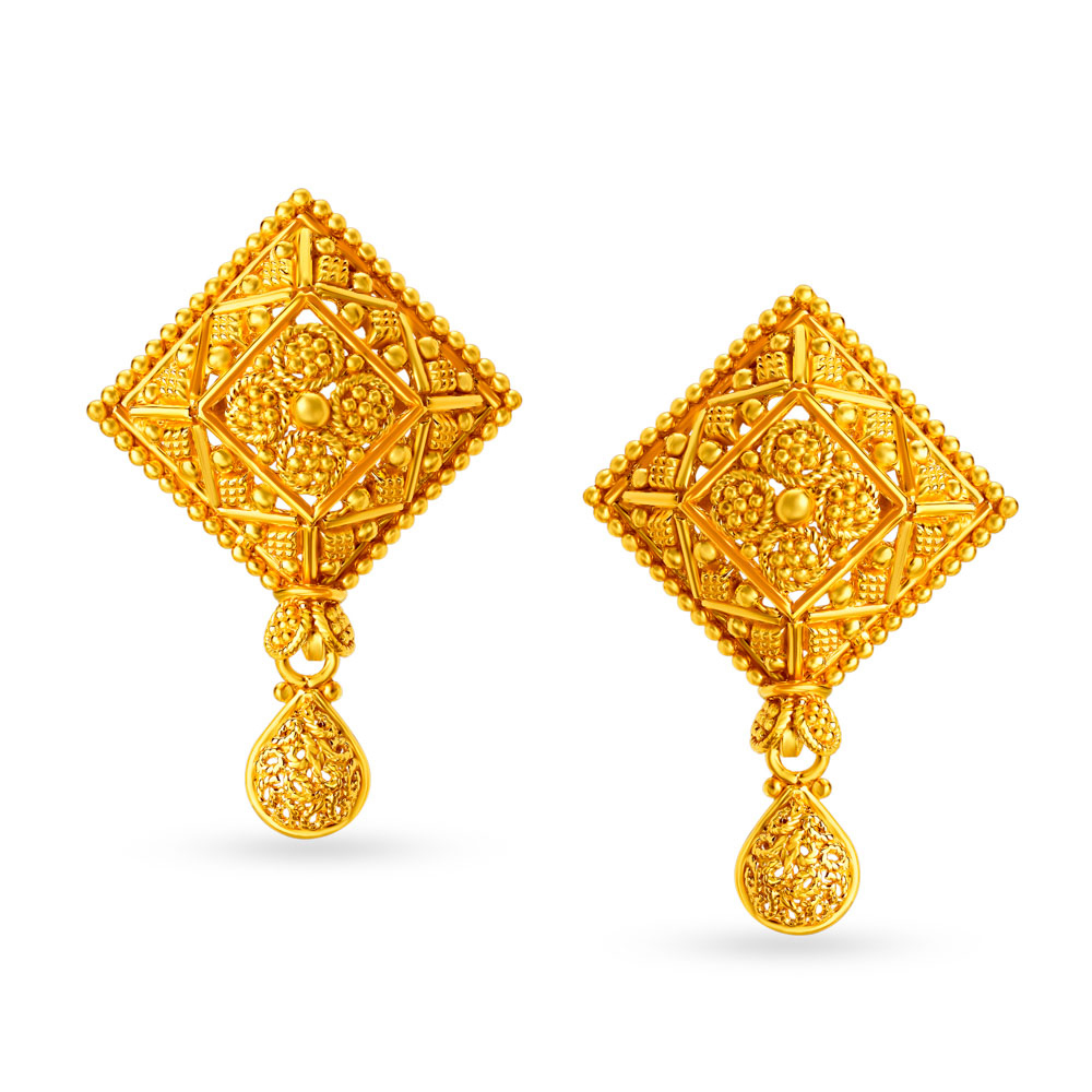 Opulent Gold Rhombus Pendant Set,,hi-res image number null