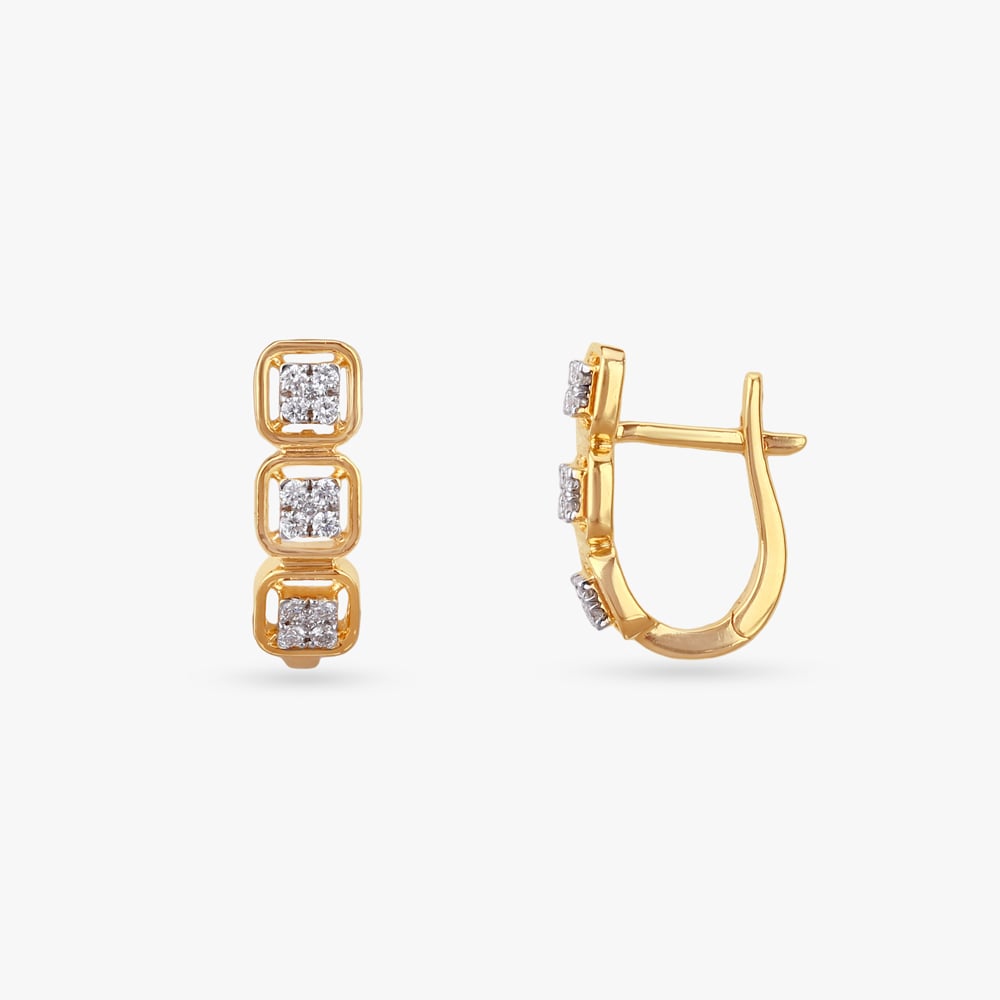 Bold Square Diamond Hoop Earrings,,hi-res image number null