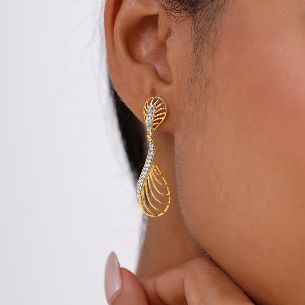 Lustrous Line Diamond Drop Earrings,,hi-res image number null