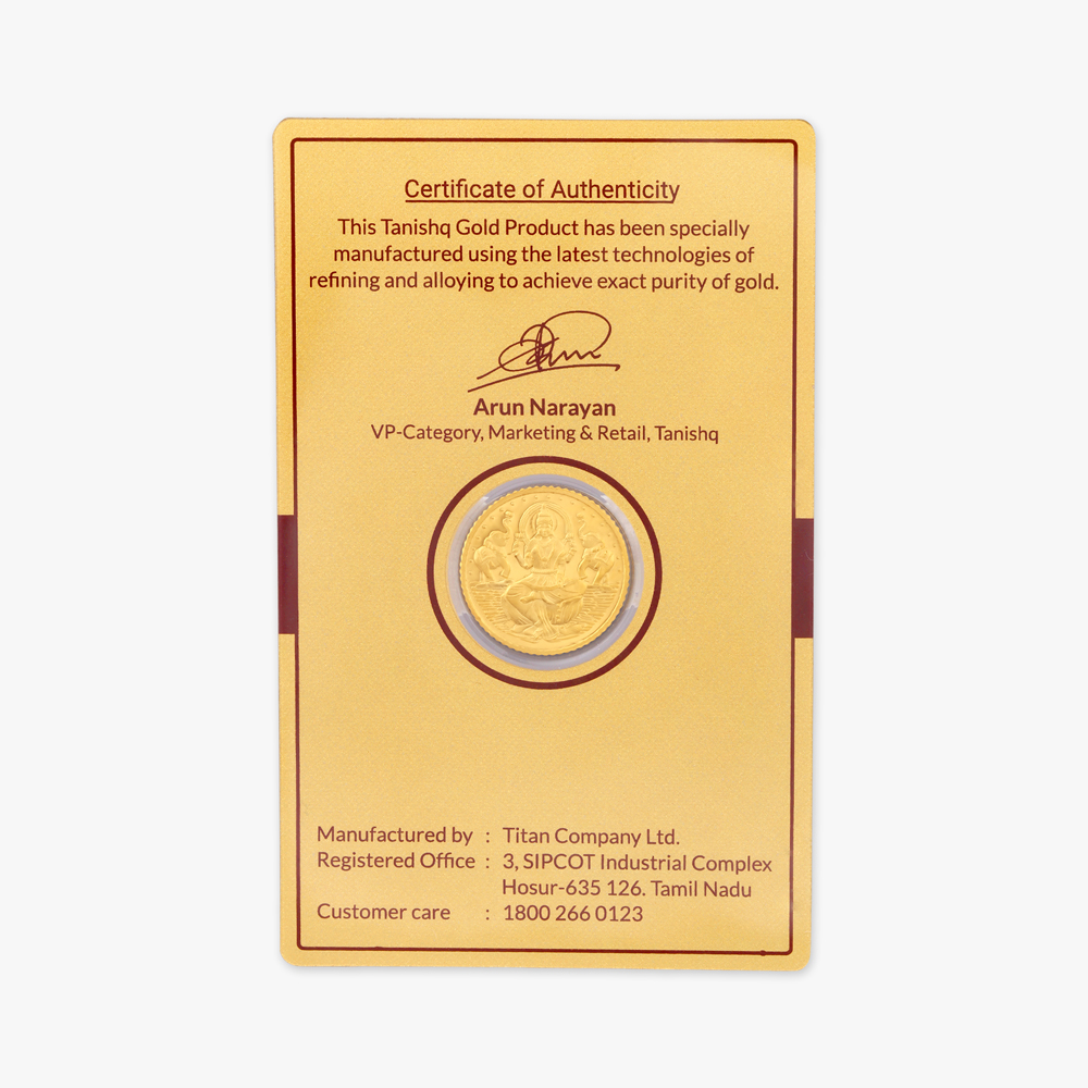 8 gram 24 Karat Gold Coin with Lakshmi Motif,,hi-res image number null