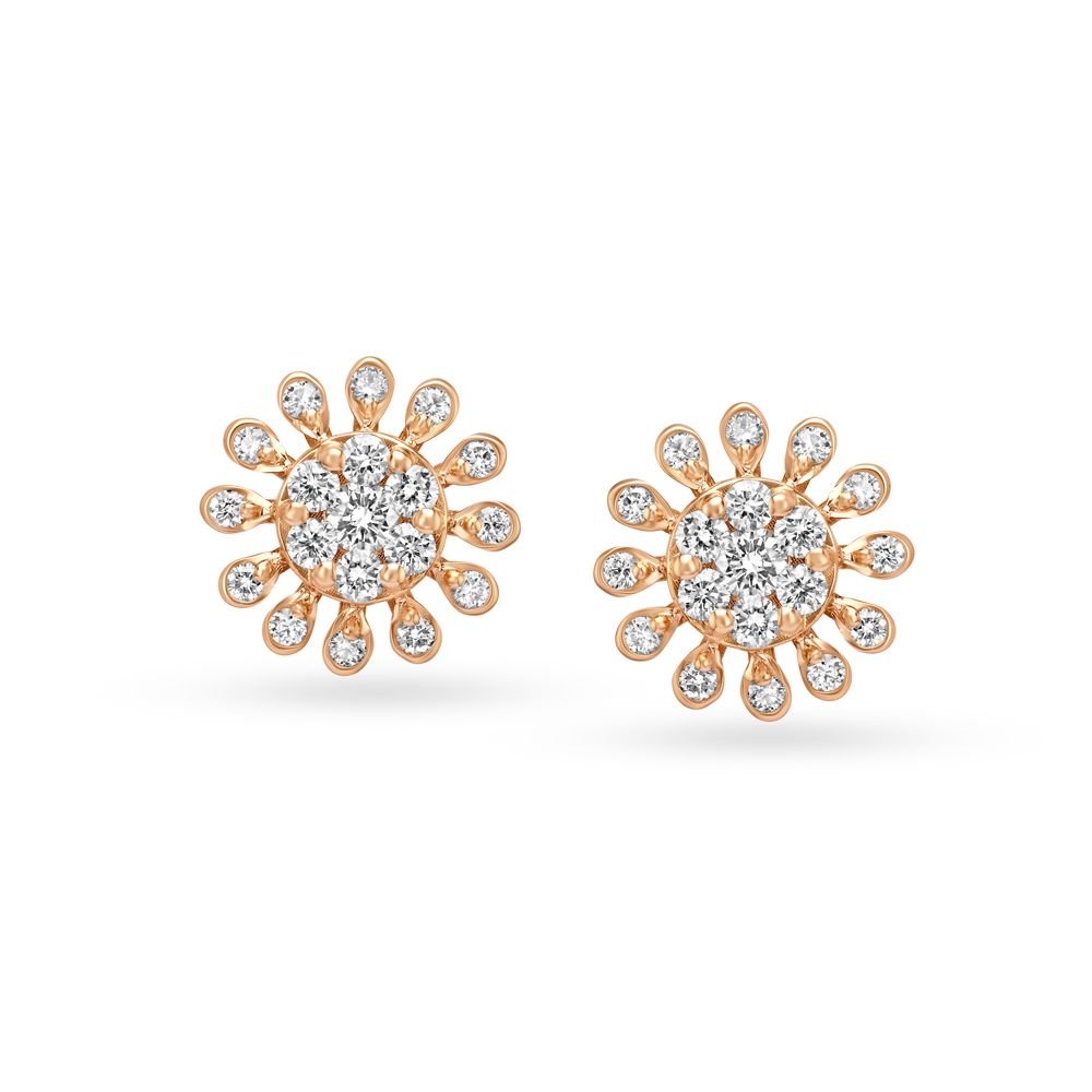 Graceful Diamond Stud Earrings in Rose Gold,,hi-res image number null