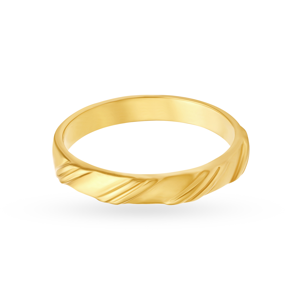 Minimalist 22 Karat Yellow Gold Ridged Finger Ring,,hi-res image number null