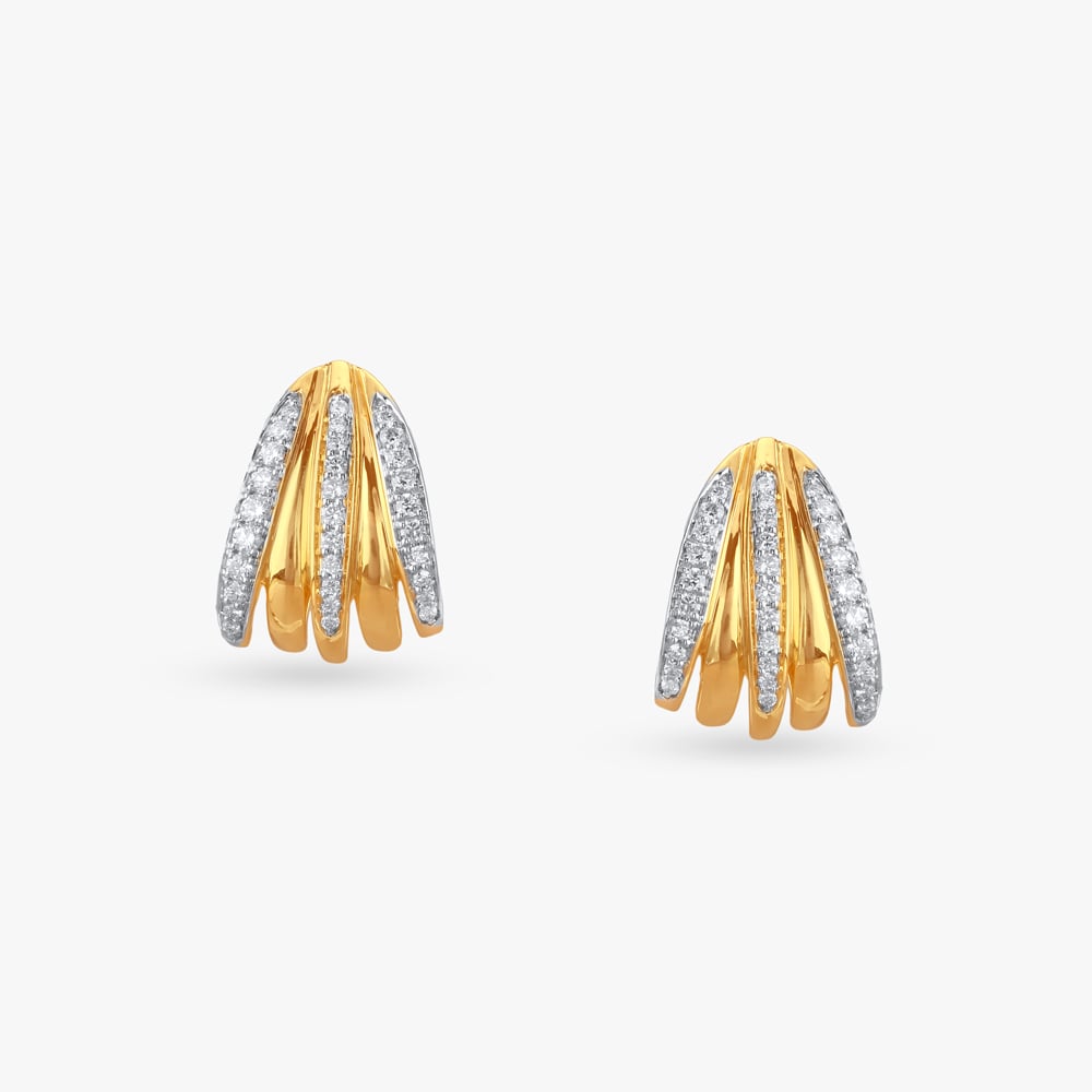 Sculpted Gleam Diamond Hoop Earrings,,hi-res image number null