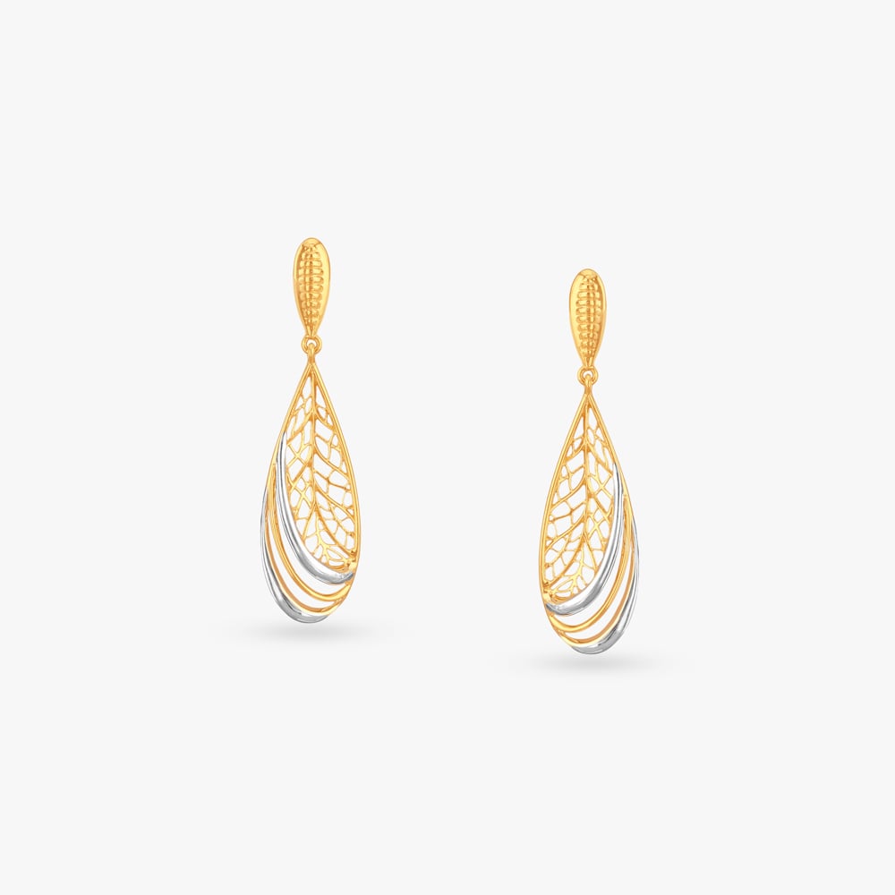 

Leaf Teardrop Gold Drop Earrings