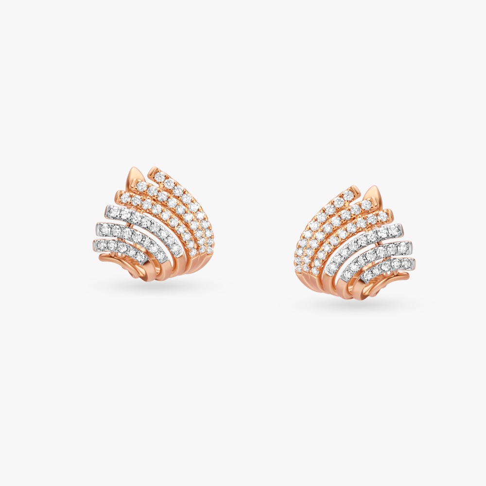 Curved Diamond Hoop Earrings,,hi-res image number null