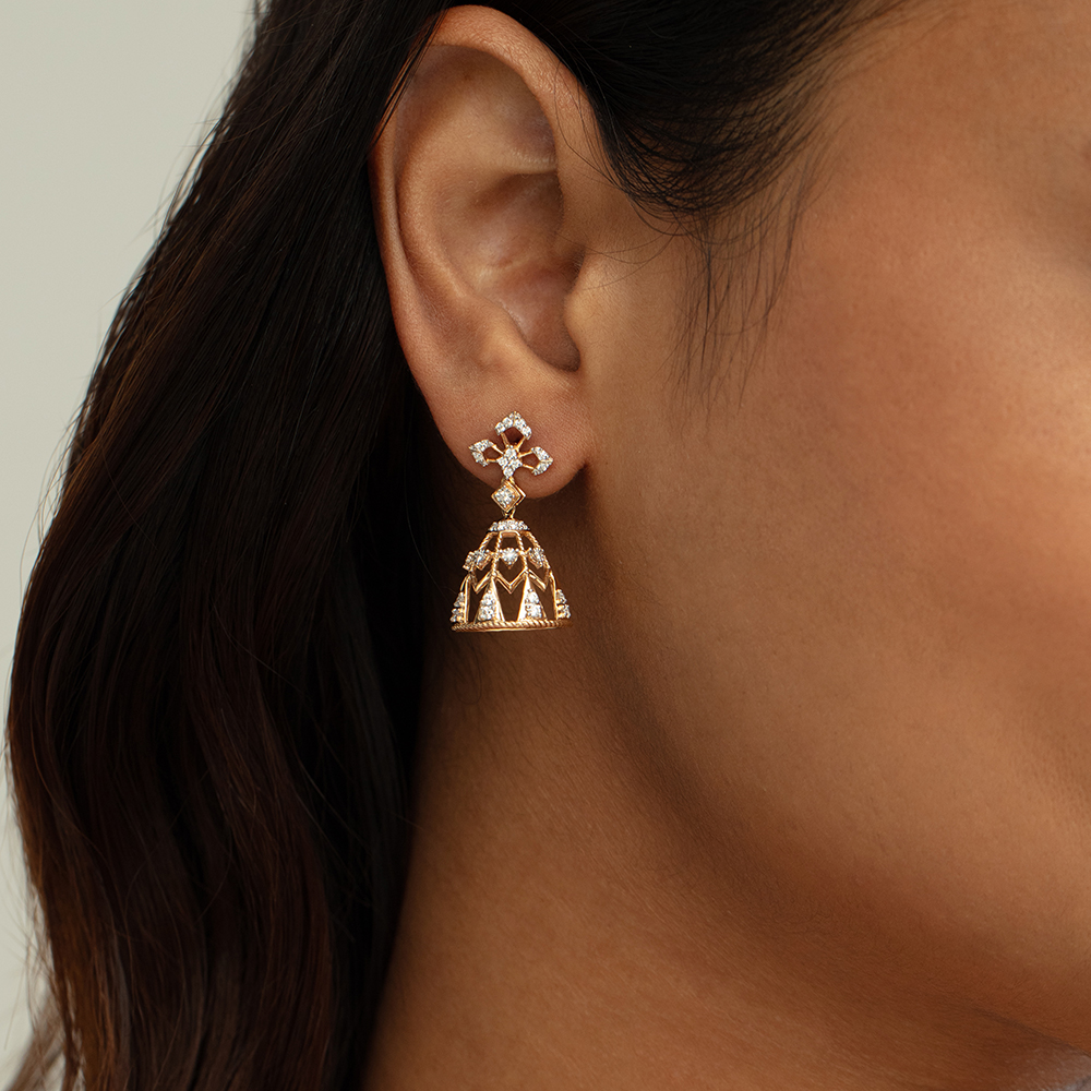 Lippan Splendour Gold & Diamond Jhumka,,hi-res image number null