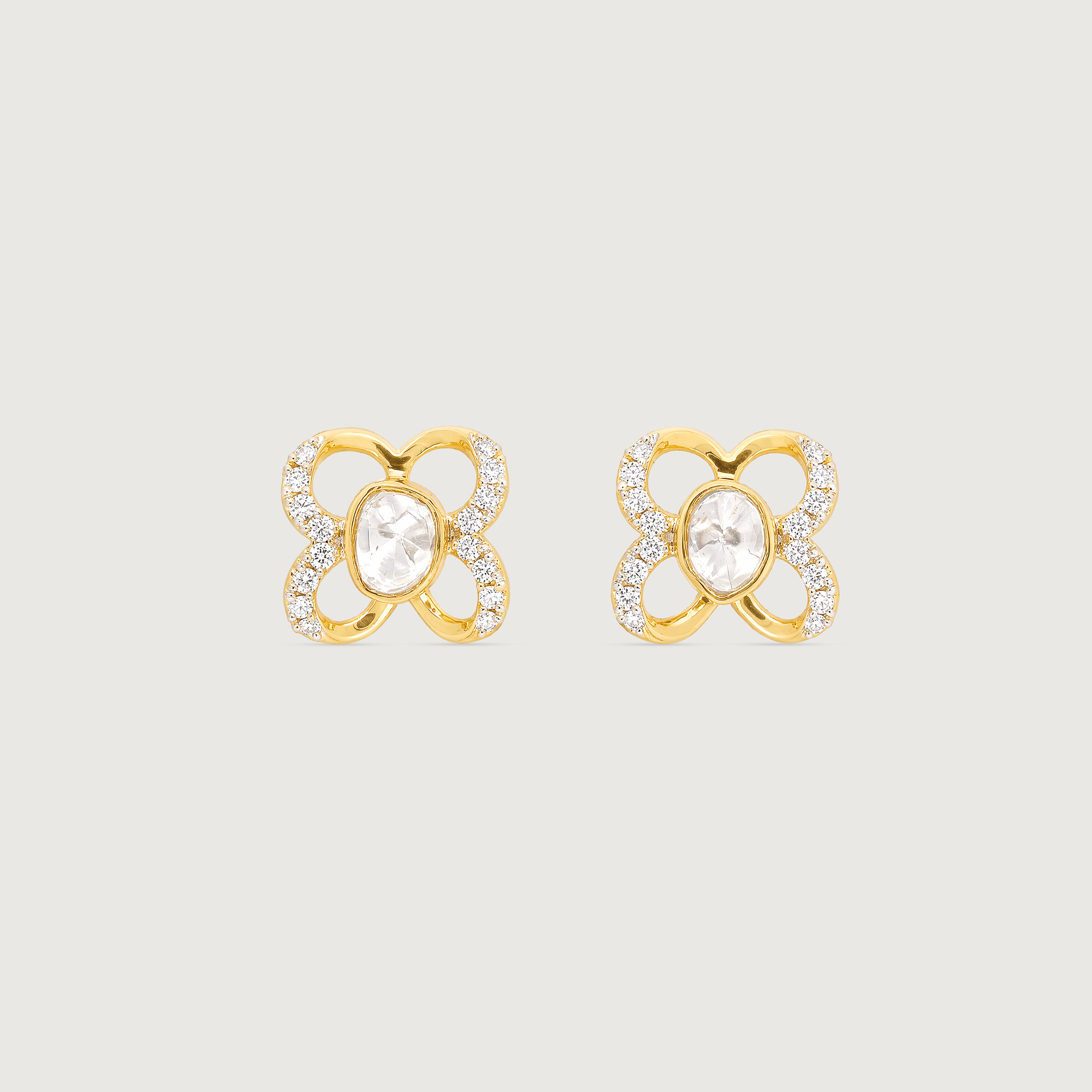 Blooming Grace Polki Diamond Stud Earrings,,hi-res image number null