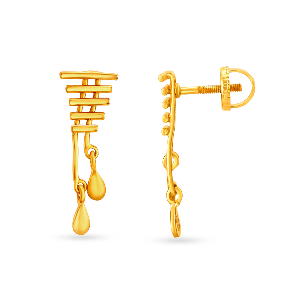 Eccentric Yellow Gold Asymmetric Drop Earrings,,hi-res image number null