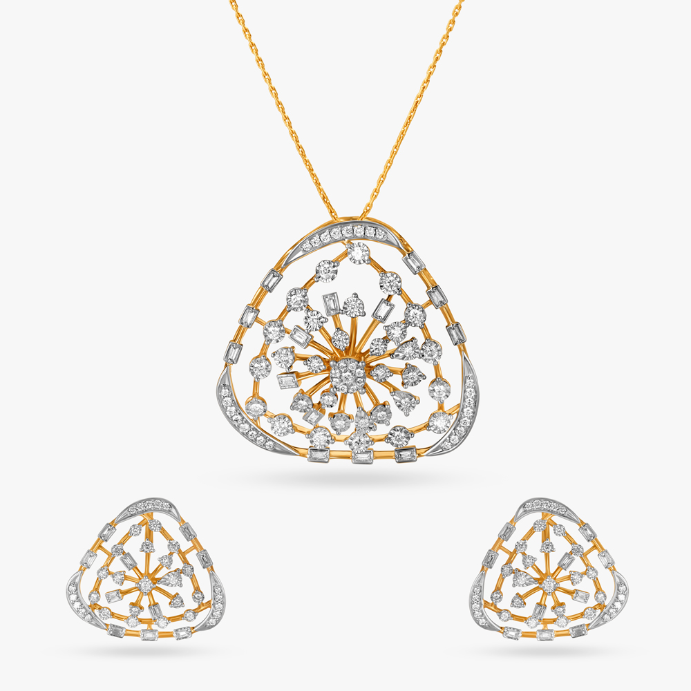 Glinting Geometry Diamond Pendant and Earrings Set,,hi-res image number null