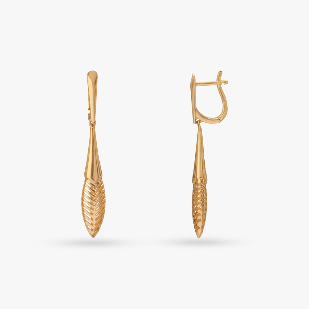 Leafy Elegance Gold Hoop Earrings,,hi-res image number null