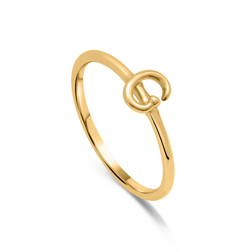 Letter G 14KT Yellow Gold Initial Ring,,hi-res image number null
