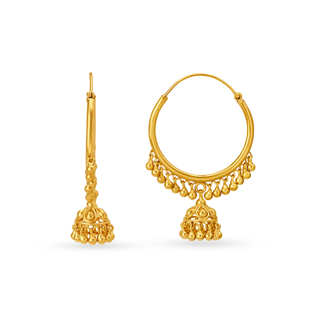 Captivating Jhumka Style Gold Hoop Earrings,,hi-res image number null