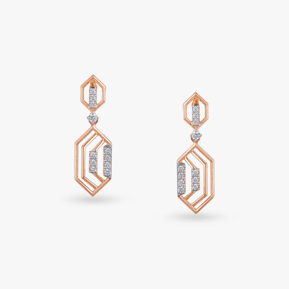 Edge Line Diamond Drop Earrings,,hi-res image number null