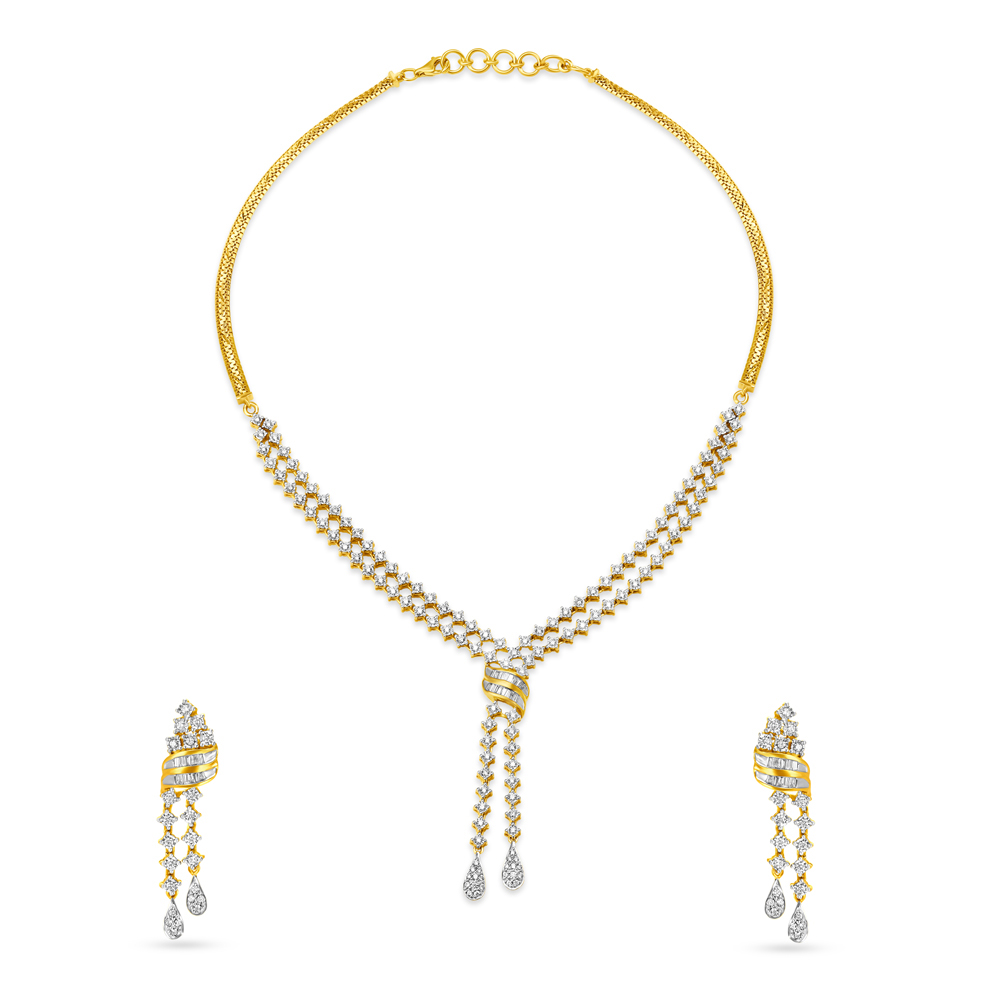 Coruscating Yellow Gold And Diamond Cascade Necklace Set,,hi-res image number null