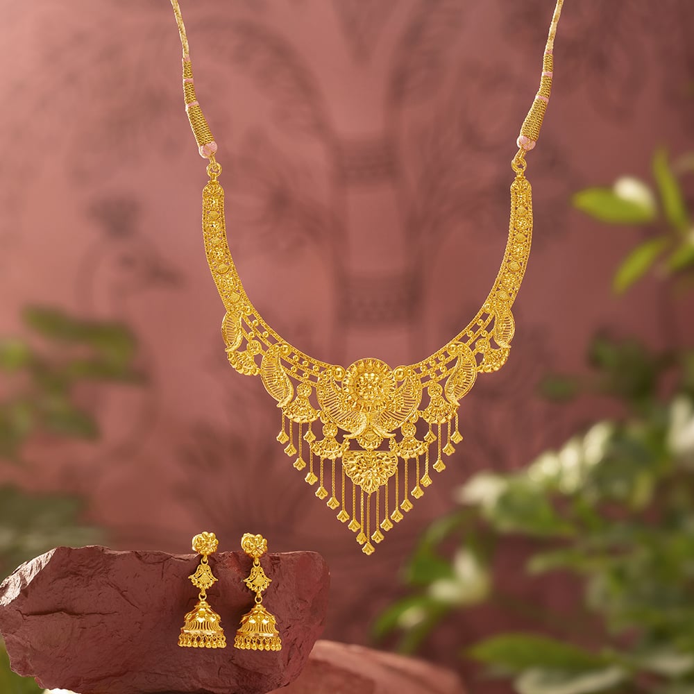 Peacock Arc Gold Necklace Set,,hi-res image number null