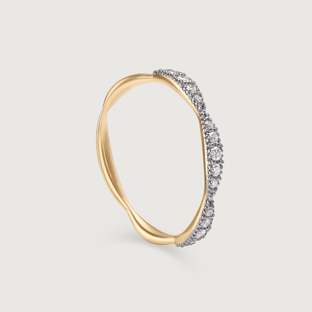Radiant Wave 14KT Gold & Diamond Ring,,hi-res image number null