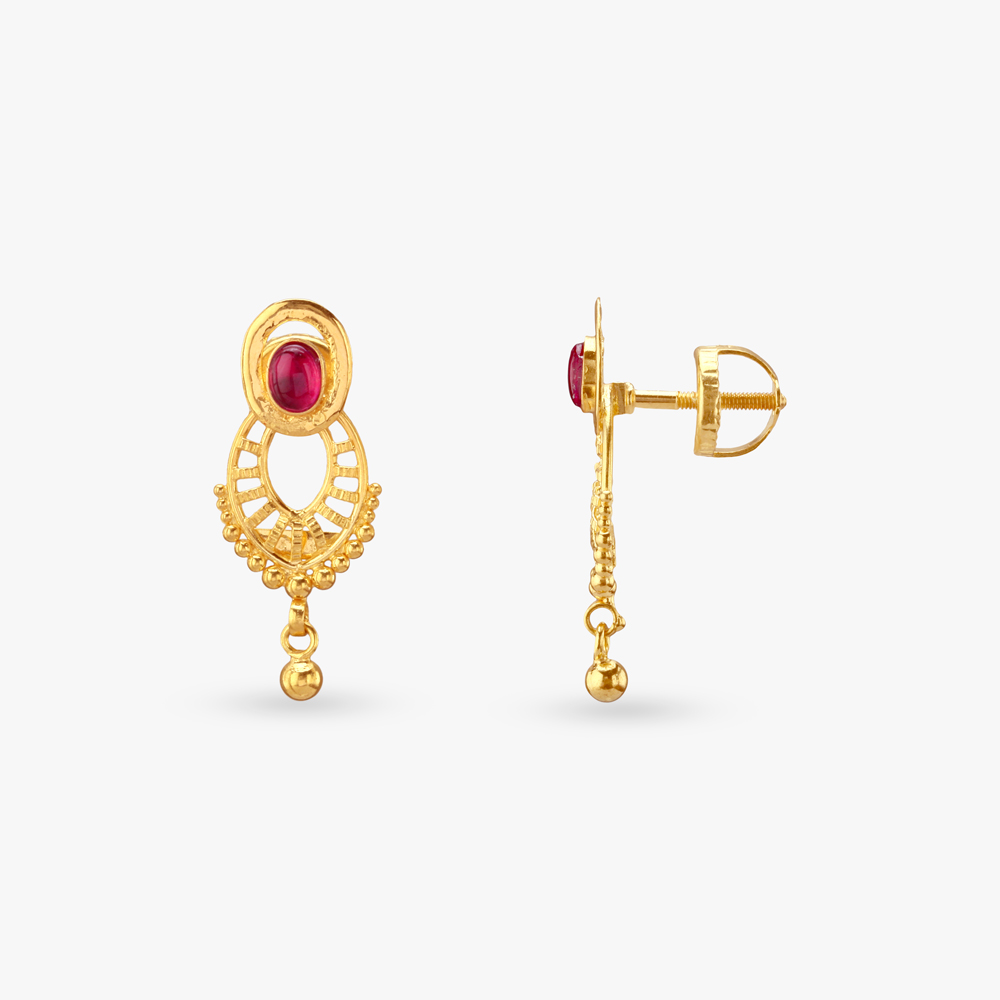 Scarlet Bloom Gold Pendant and Earrings Set,,hi-res image number null