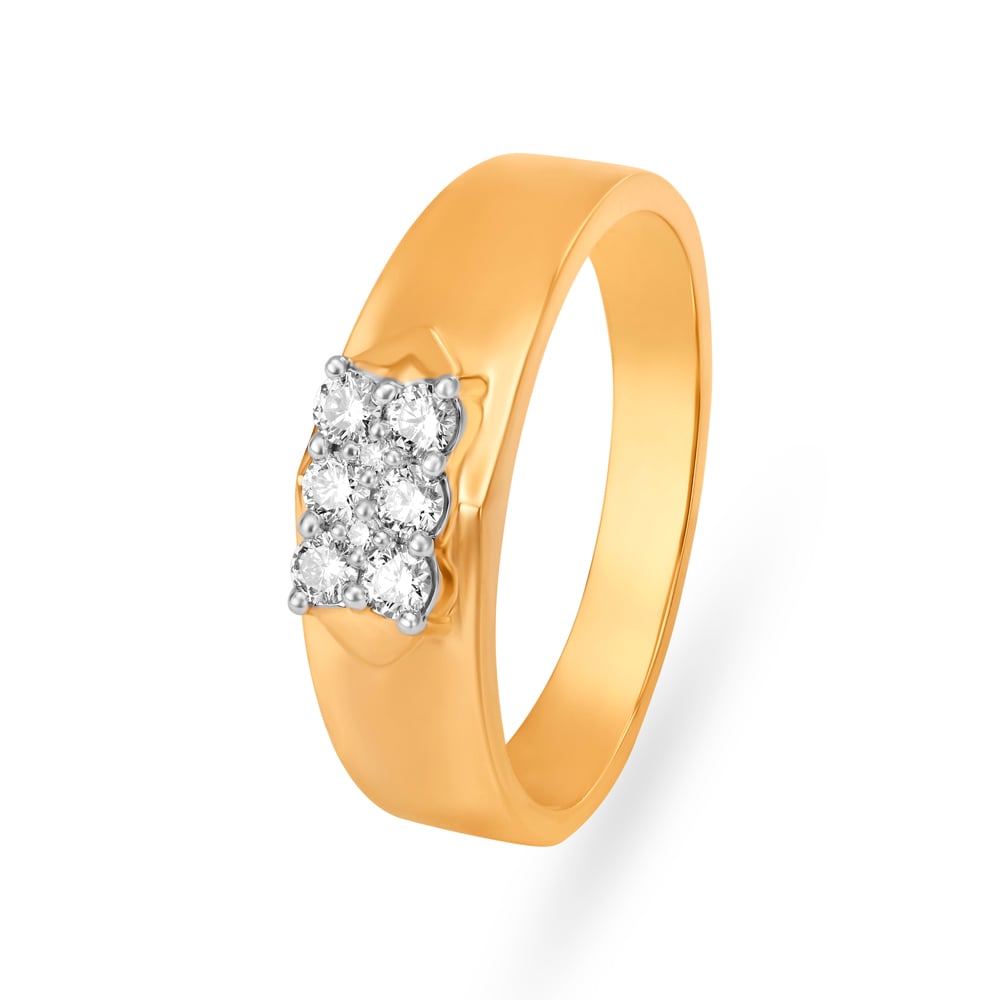 Petite Diamond and Gold Finger Ring for Men,,hi-res image number null