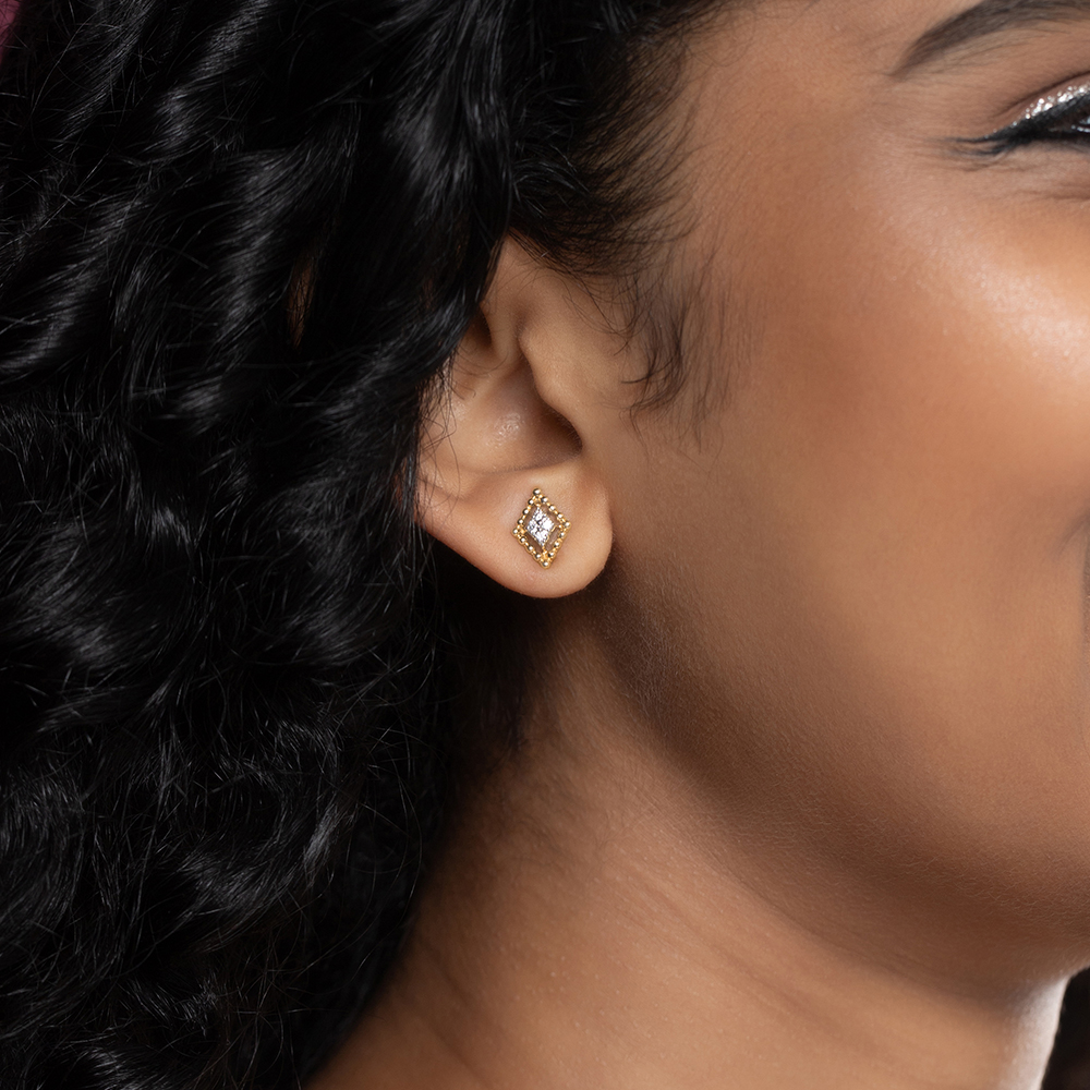 Sequine Radiance Gold & Diamond Stud Earrings,,hi-res image number null