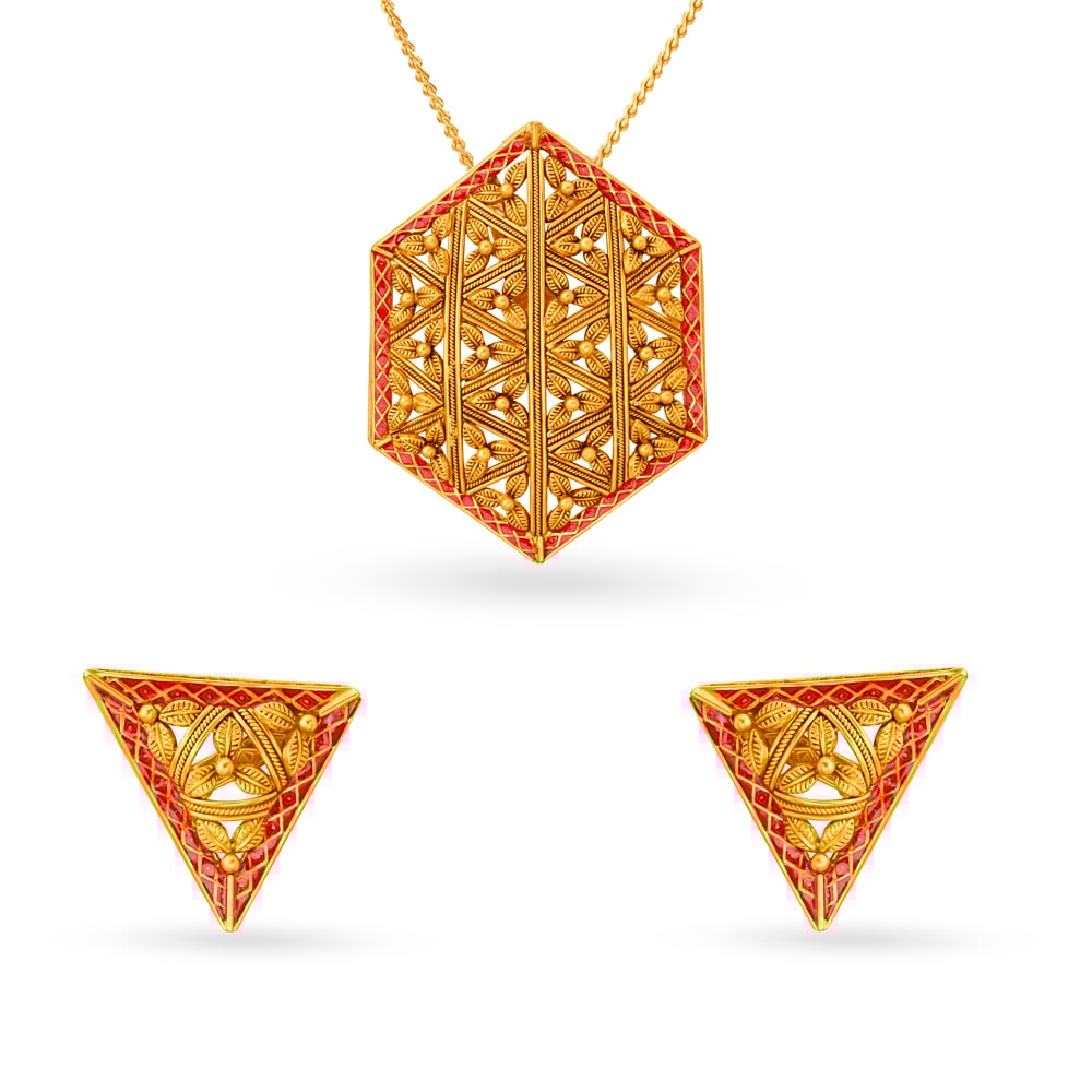 Splendid Mesh Pendant and Earrings Set,,hi-res image number null
