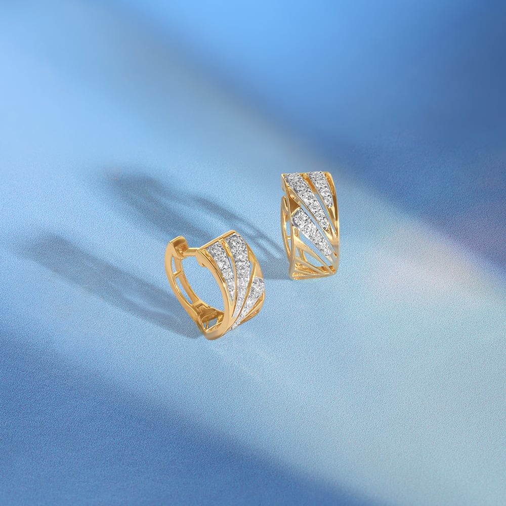 Radiant Frame Diamond Hoop Earrings,,hi-res image number null