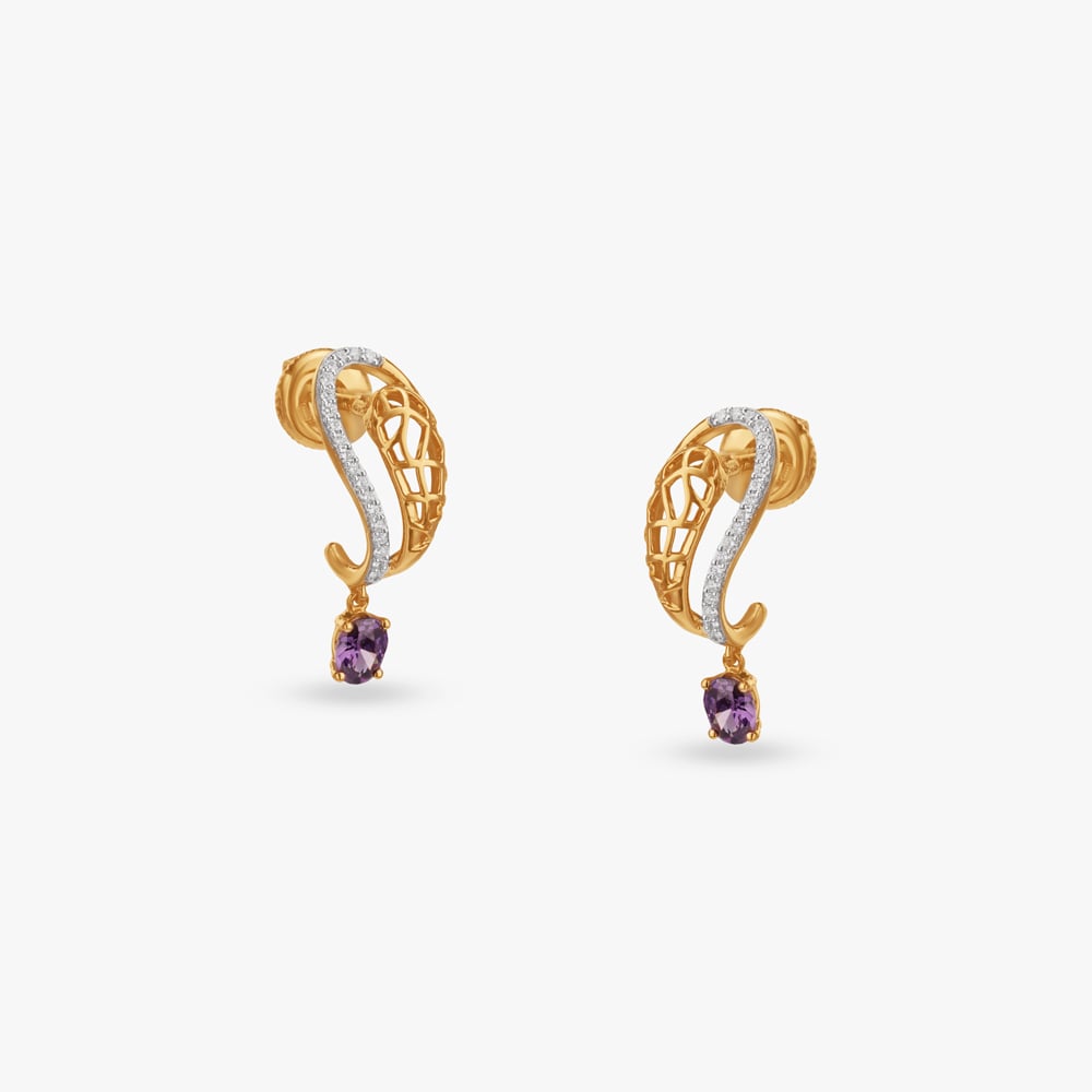 Wave Frame Diamond Drop Earrings,,hi-res image number null