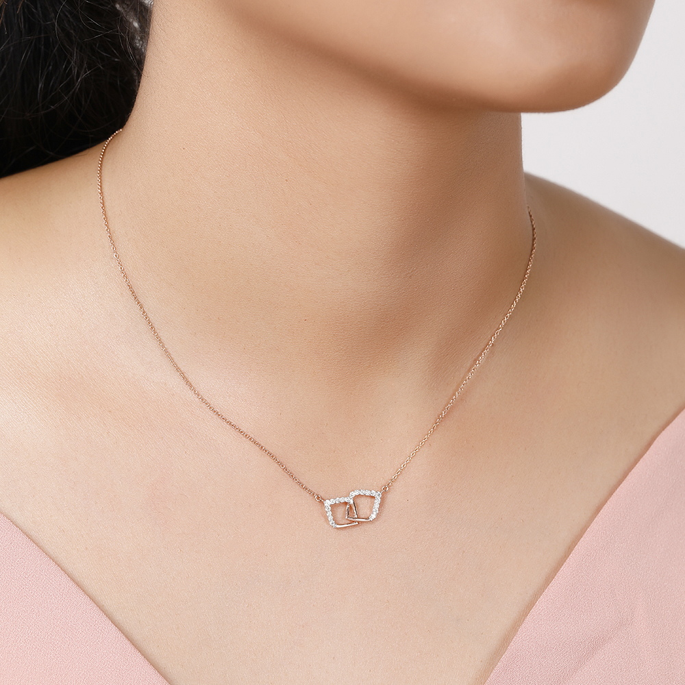 14KT Rose Gold An Intersection Of Beauty Diamond Necklace,,hi-res image number null