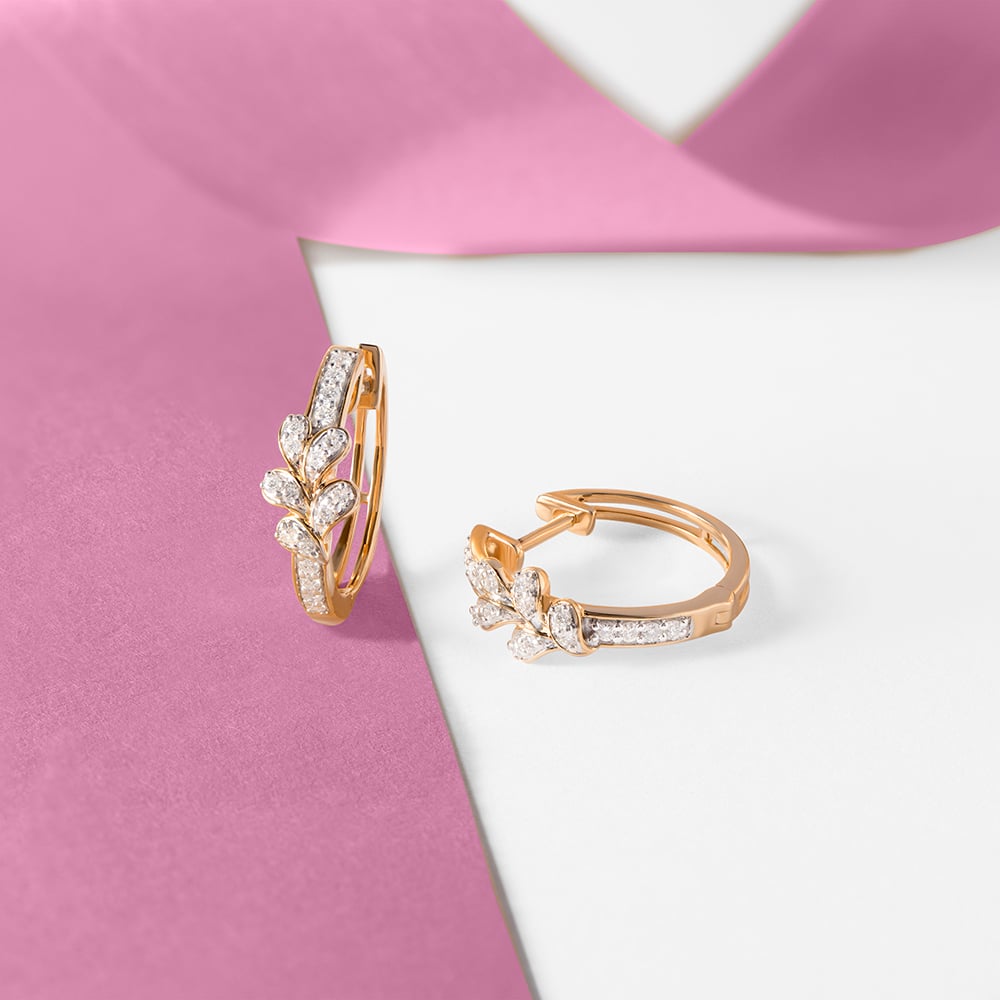 Blossom Chic Gold & Diamond Hoop Earrings,,hi-res image number null