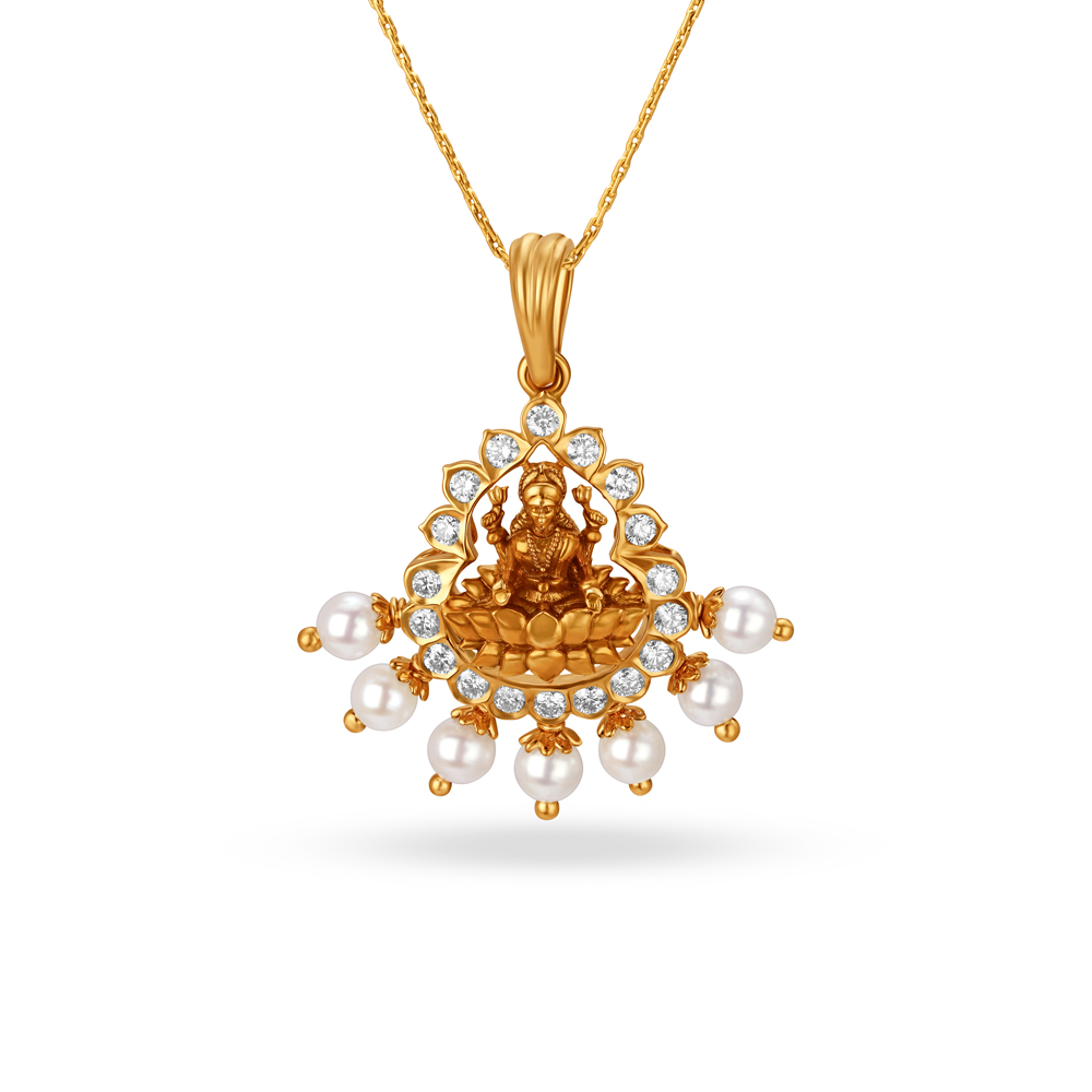 Divine Goddess Laxmiji Diamond Pendant