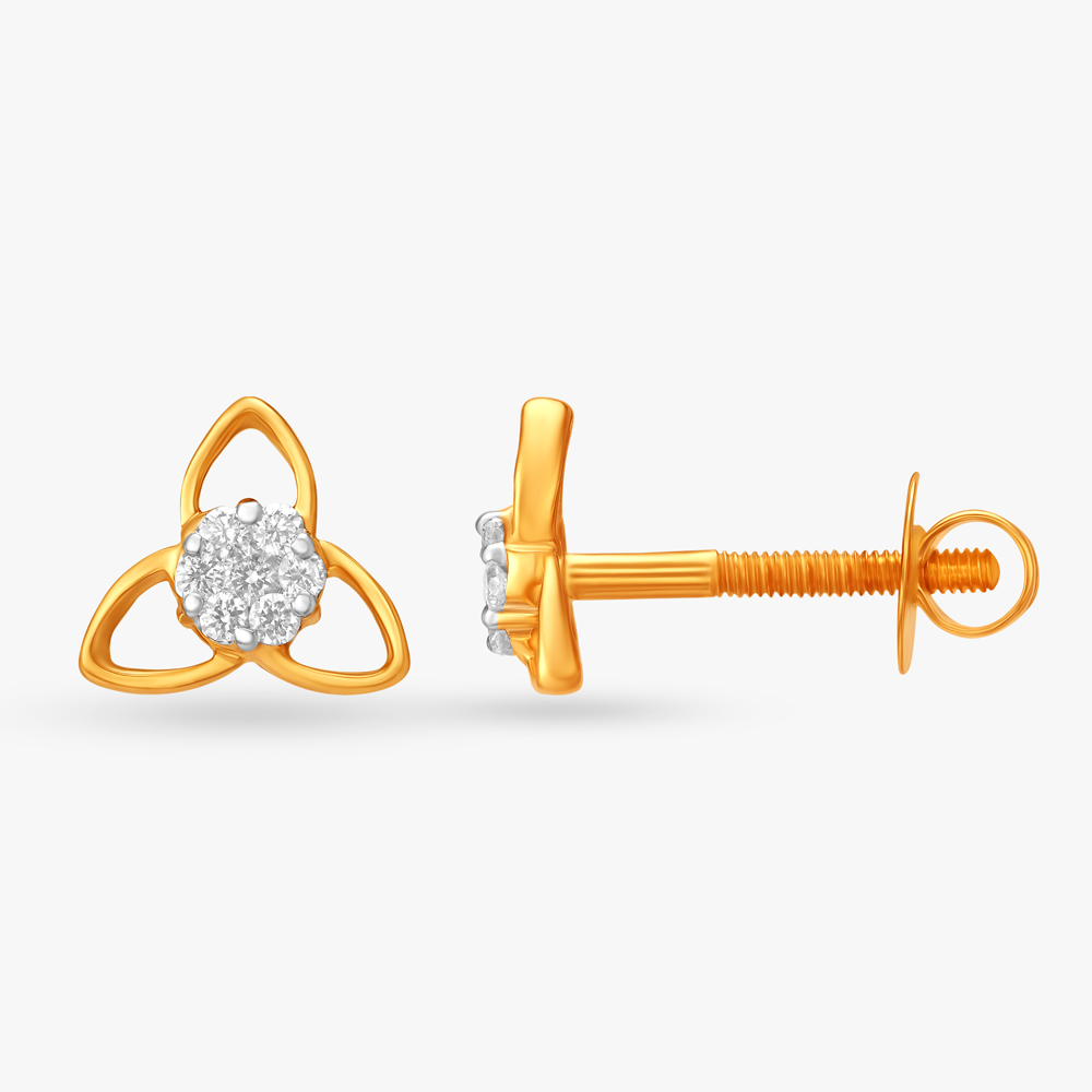 Dazzling Floral Diamond Stud Earrings,,hi-res image number null
