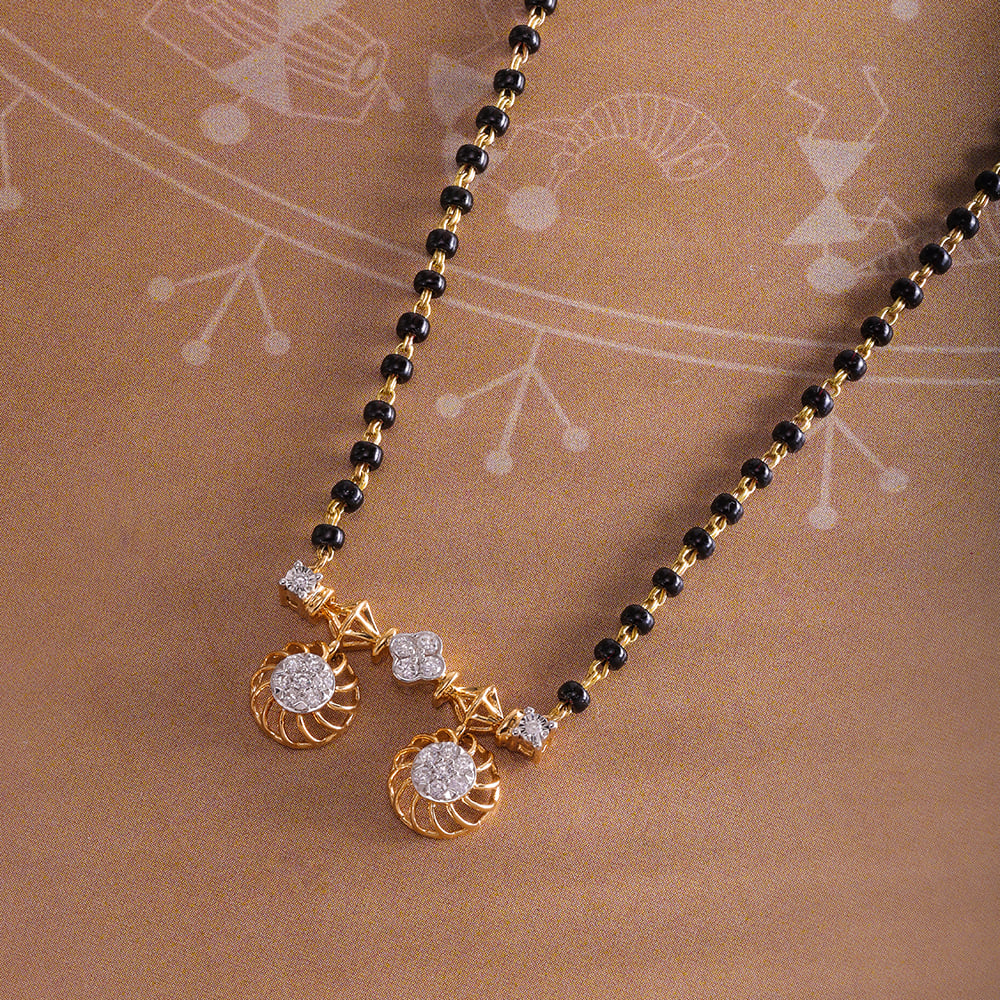 Traditional Grace 18 Kt Gold and Diamond Vati Mangalsutra,,hi-res image number null