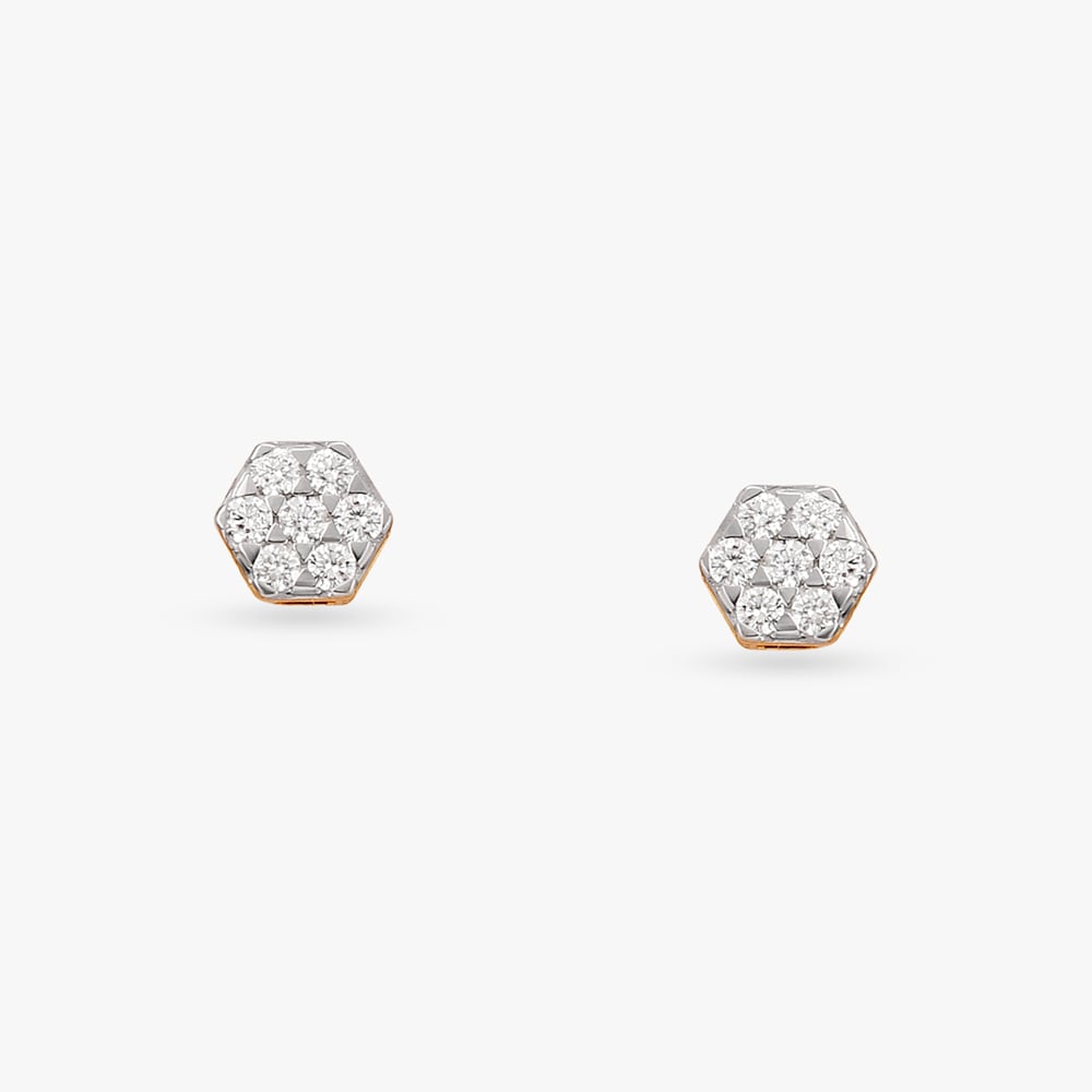 Radiant Hive Diamond Stud Earrings,,hi-res image number null