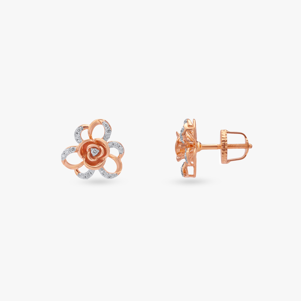 Blooming Rose Diamond Stud Earrings,,hi-res image number null