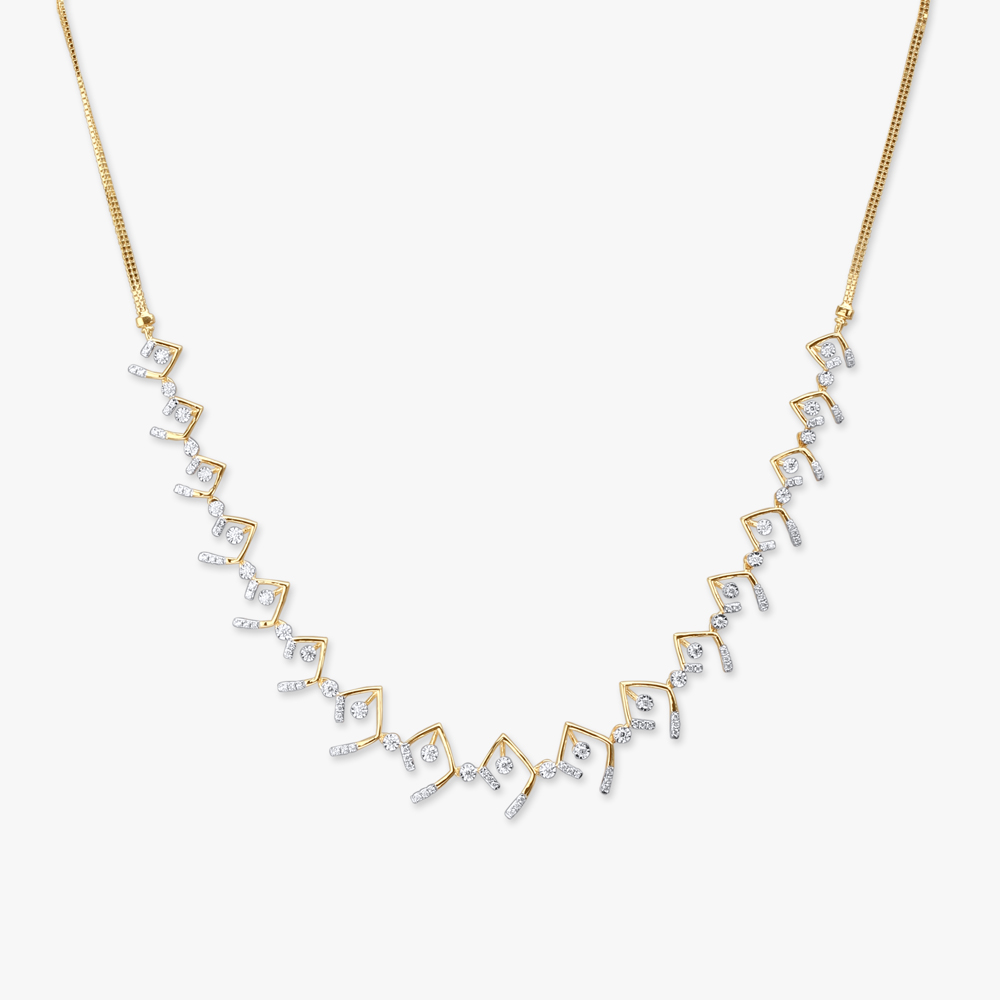 Luminous Angular Diamond Necklace Set,,hi-res image number null