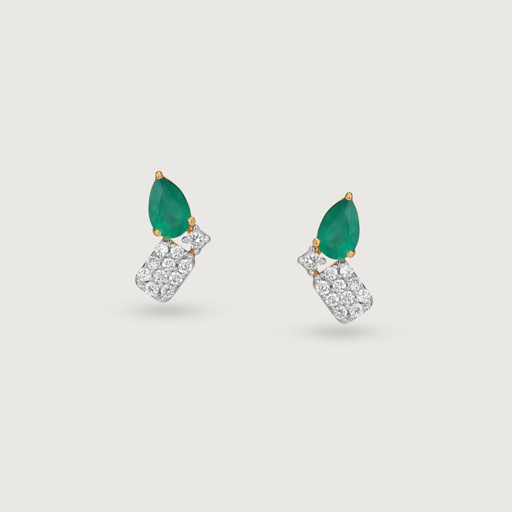 Onyx Sparkle Gold & Diamond Stud Earrings,,hi-res image number null