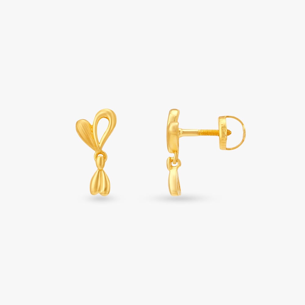 Bloom Heart Gold Drop Earrings for Kids,,hi-res image number null